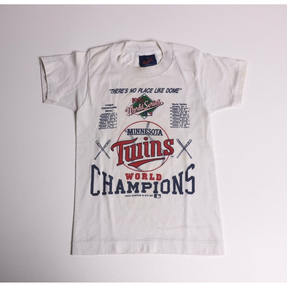 Vintage 1987 Minnesota Twins World Series Champions Kids T-Shirt White Small 8